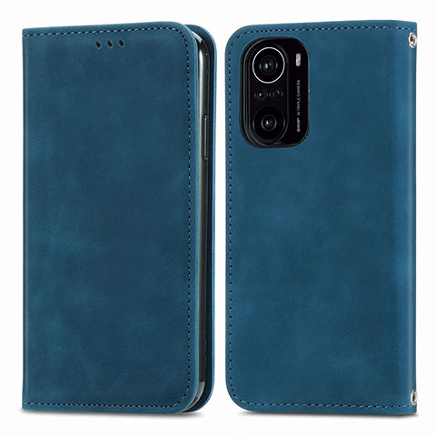 Funda de Cuero Cartera con Soporte Carcasa S04D para Xiaomi Redmi K40 5G Azul