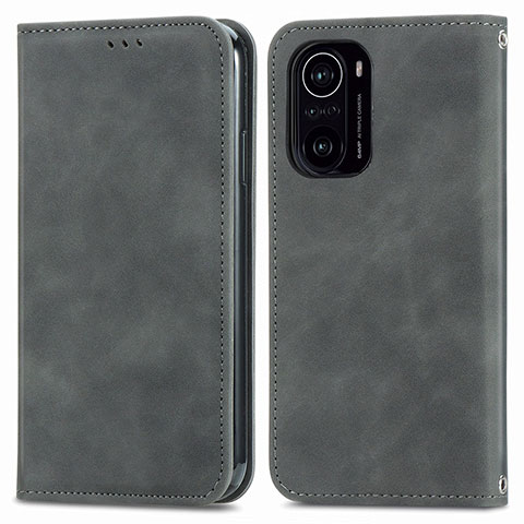 Funda de Cuero Cartera con Soporte Carcasa S04D para Xiaomi Redmi K40 5G Gris