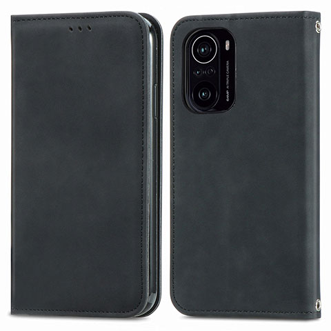 Funda de Cuero Cartera con Soporte Carcasa S04D para Xiaomi Redmi K40 5G Negro