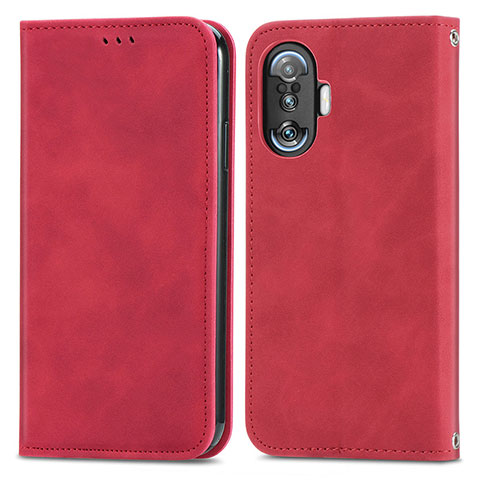 Funda de Cuero Cartera con Soporte Carcasa S04D para Xiaomi Redmi K40 Gaming 5G Rojo