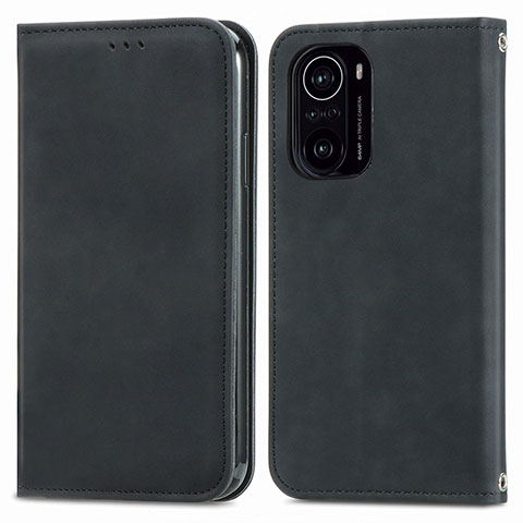 Funda de Cuero Cartera con Soporte Carcasa S04D para Xiaomi Redmi K40 Pro+ Plus 5G Negro