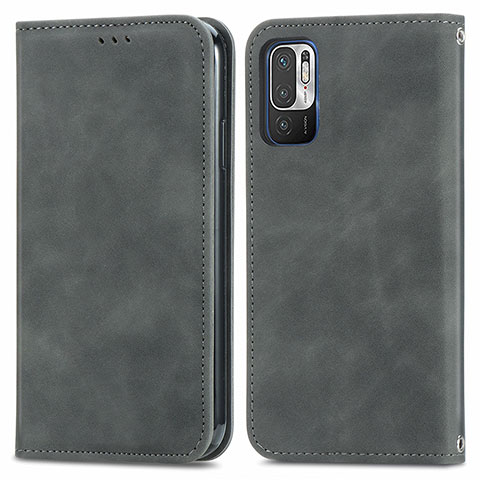 Funda de Cuero Cartera con Soporte Carcasa S04D para Xiaomi Redmi Note 10 5G Gris