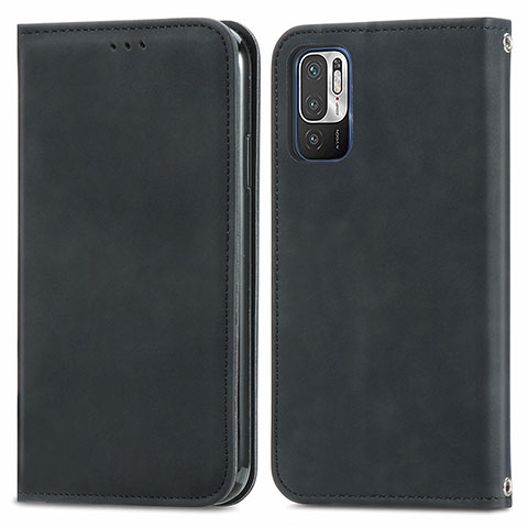 Funda de Cuero Cartera con Soporte Carcasa S04D para Xiaomi Redmi Note 10 5G Negro