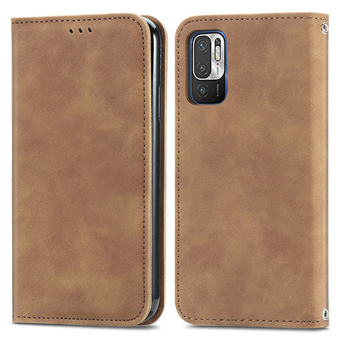 Funda de Cuero Cartera con Soporte Carcasa S04D para Xiaomi Redmi Note 10 JE 5G Marron