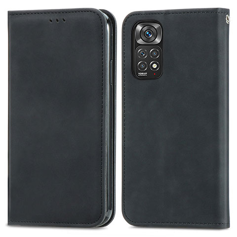 Funda de Cuero Cartera con Soporte Carcasa S04D para Xiaomi Redmi Note 11 4G (2022) Negro