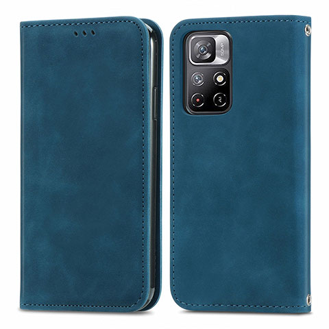 Funda de Cuero Cartera con Soporte Carcasa S04D para Xiaomi Redmi Note 11 5G Azul