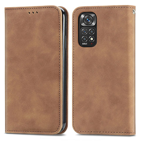 Funda de Cuero Cartera con Soporte Carcasa S04D para Xiaomi Redmi Note 11 Pro 4G Marron