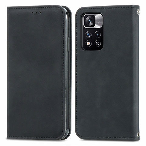 Funda de Cuero Cartera con Soporte Carcasa S04D para Xiaomi Redmi Note 11 Pro+ Plus 5G Negro