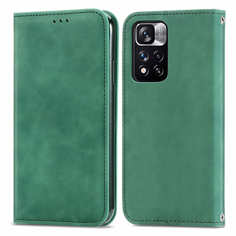 Funda de Cuero Cartera con Soporte Carcasa S04D para Xiaomi Redmi Note 11 Pro+ Plus 5G Verde