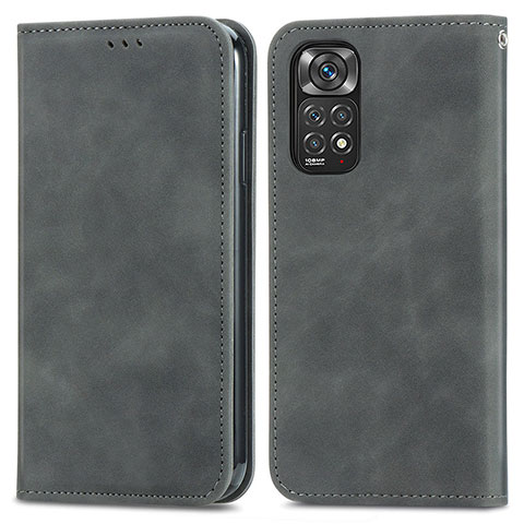 Funda de Cuero Cartera con Soporte Carcasa S04D para Xiaomi Redmi Note 11S 4G Gris