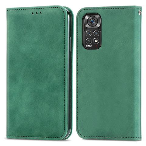 Funda de Cuero Cartera con Soporte Carcasa S04D para Xiaomi Redmi Note 11S 4G Verde