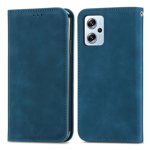 Funda de Cuero Cartera con Soporte Carcasa S04D para Xiaomi Redmi Note 11T Pro 5G Azul