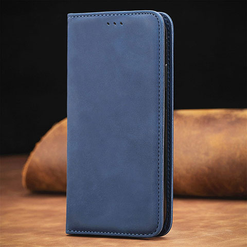 Funda de Cuero Cartera con Soporte Carcasa S04D para Xiaomi Redmi Note 9 5G Azul