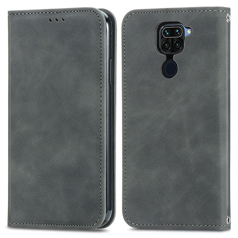 Funda de Cuero Cartera con Soporte Carcasa S04D para Xiaomi Redmi Note 9 Gris