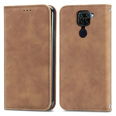 Funda de Cuero Cartera con Soporte Carcasa S04D para Xiaomi Redmi Note 9 Marron