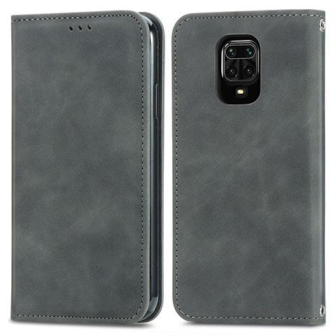 Funda de Cuero Cartera con Soporte Carcasa S04D para Xiaomi Redmi Note 9 Pro Gris