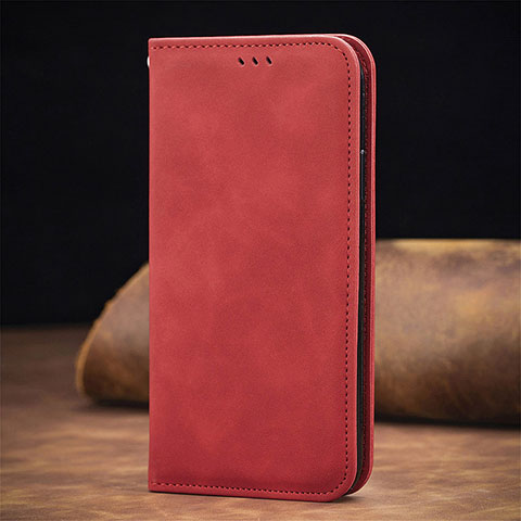 Funda de Cuero Cartera con Soporte Carcasa S04D para Xiaomi Redmi Note 9T 5G Rojo