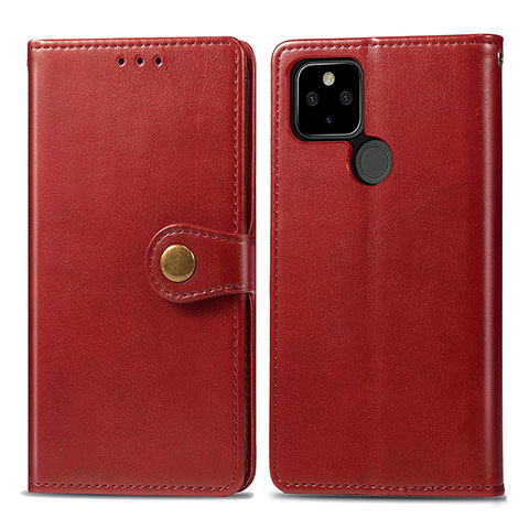 Funda de Cuero Cartera con Soporte Carcasa S05D para Google Pixel 4a 5G Rojo