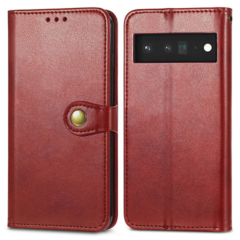 Funda de Cuero Cartera con Soporte Carcasa S05D para Google Pixel 6 Pro 5G Rojo