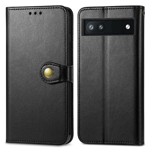 Funda de Cuero Cartera con Soporte Carcasa S05D para Google Pixel 6a 5G Negro