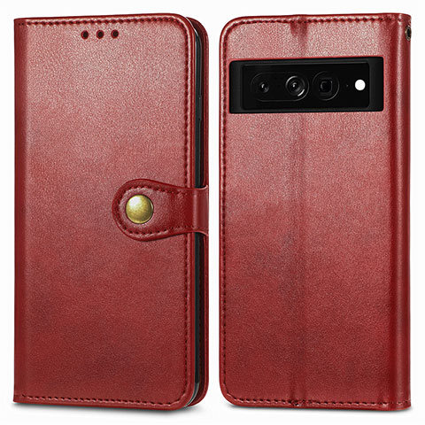 Funda de Cuero Cartera con Soporte Carcasa S05D para Google Pixel 7 Pro 5G Rojo