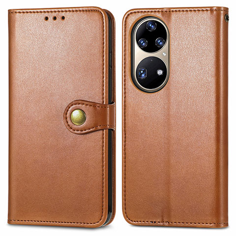 Funda de Cuero Cartera con Soporte Carcasa S05D para Huawei P50 Pro Marron