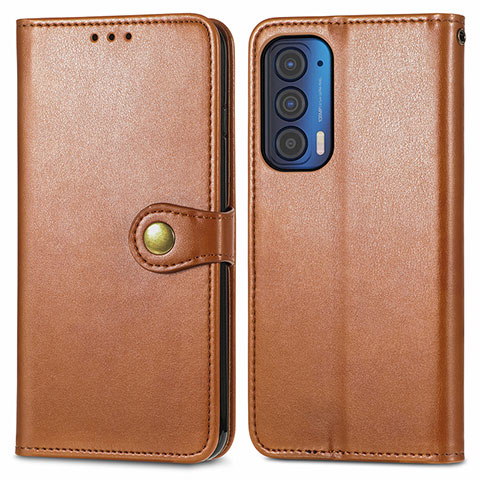 Funda de Cuero Cartera con Soporte Carcasa S05D para Motorola Moto Edge (2021) 5G Marron