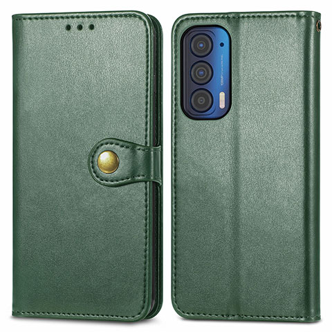 Funda de Cuero Cartera con Soporte Carcasa S05D para Motorola Moto Edge (2021) 5G Verde