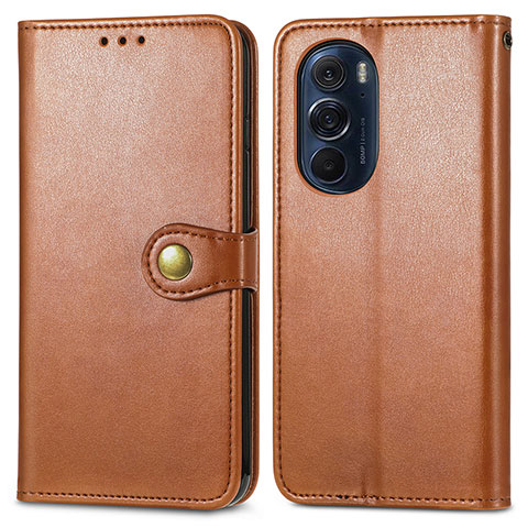 Funda de Cuero Cartera con Soporte Carcasa S05D para Motorola Moto Edge 30 Pro 5G Marron