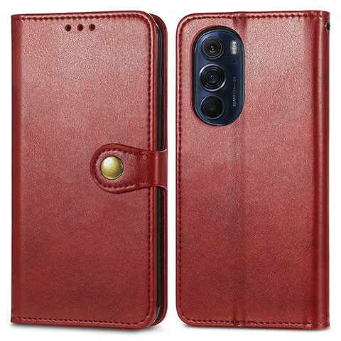 Funda de Cuero Cartera con Soporte Carcasa S05D para Motorola Moto Edge 30 Pro 5G Rojo