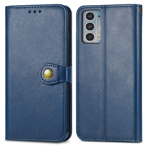 Funda de Cuero Cartera con Soporte Carcasa S05D para Motorola Moto Edge Lite 5G Azul