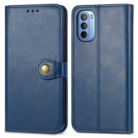 Funda de Cuero Cartera con Soporte Carcasa S05D para Motorola Moto G31 Azul