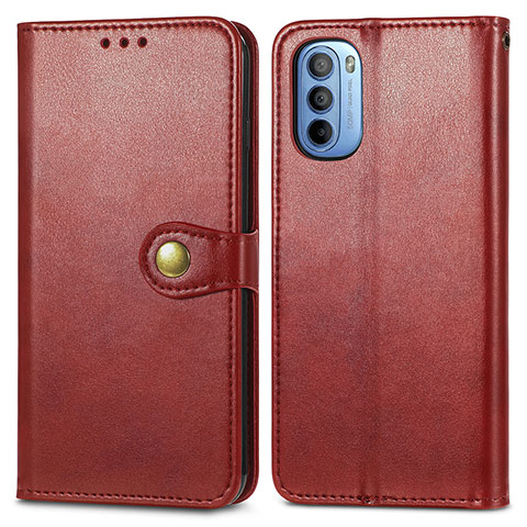 Funda de Cuero Cartera con Soporte Carcasa S05D para Motorola Moto G31 Rojo