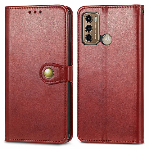 Funda de Cuero Cartera con Soporte Carcasa S05D para Motorola Moto G40 Fusion Rojo