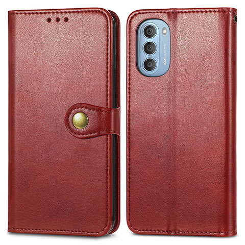 Funda de Cuero Cartera con Soporte Carcasa S05D para Motorola Moto G51 5G Rojo