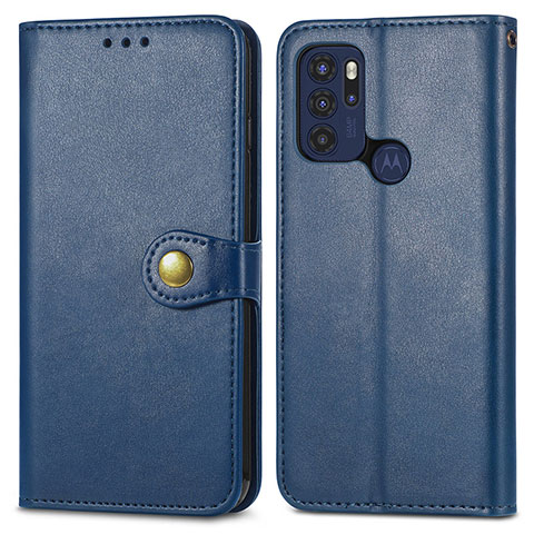 Funda de Cuero Cartera con Soporte Carcasa S05D para Motorola Moto G60s Azul