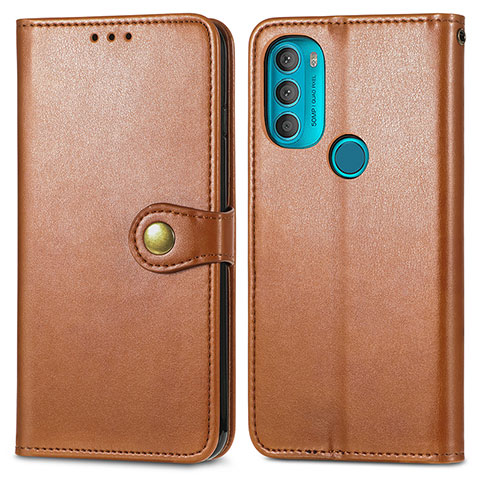 Funda de Cuero Cartera con Soporte Carcasa S05D para Motorola Moto G71 5G Marron