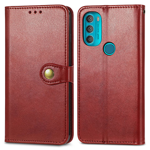 Funda de Cuero Cartera con Soporte Carcasa S05D para Motorola Moto G71 5G Rojo