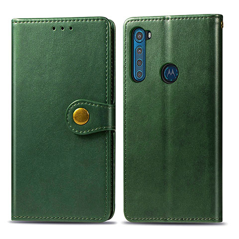 Funda de Cuero Cartera con Soporte Carcasa S05D para Motorola Moto One Fusion Plus Verde