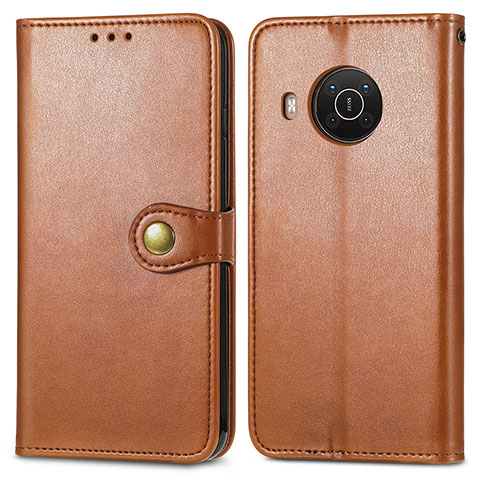 Funda de Cuero Cartera con Soporte Carcasa S05D para Nokia X10 Marron