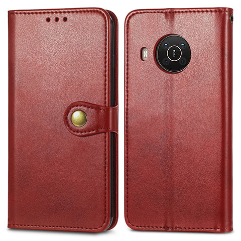 Funda de Cuero Cartera con Soporte Carcasa S05D para Nokia X10 Rojo