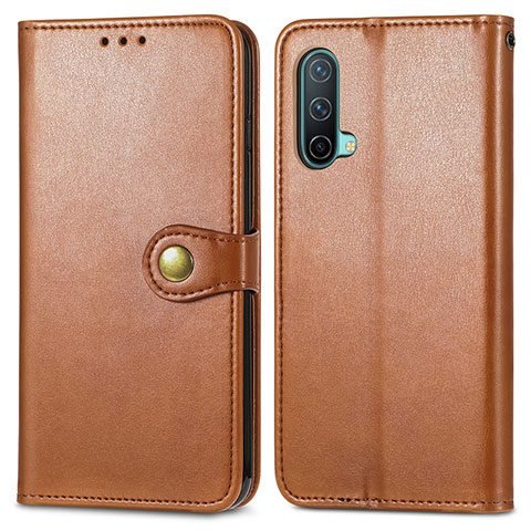 Funda de Cuero Cartera con Soporte Carcasa S05D para OnePlus Nord CE 5G Marron