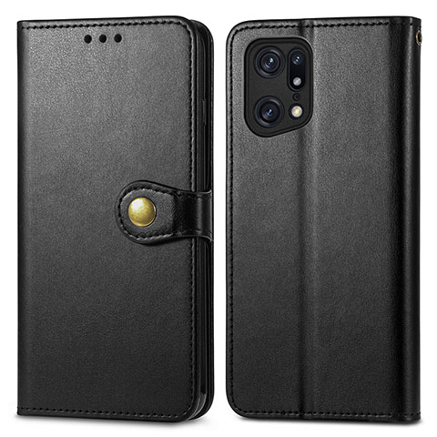 Funda de Cuero Cartera con Soporte Carcasa S05D para Oppo Find X5 5G Negro