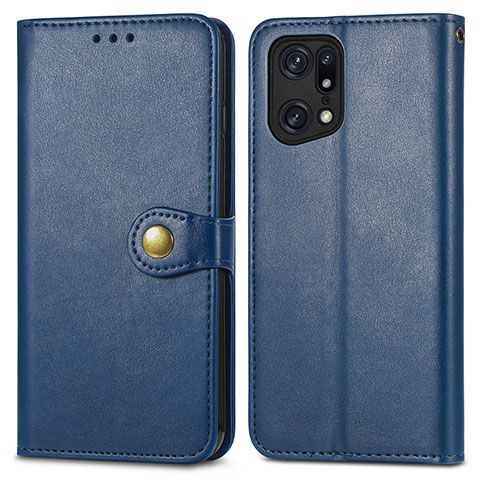 Funda de Cuero Cartera con Soporte Carcasa S05D para Oppo Find X5 Pro 5G Azul