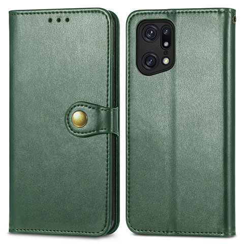 Funda de Cuero Cartera con Soporte Carcasa S05D para Oppo Find X5 Pro 5G Verde