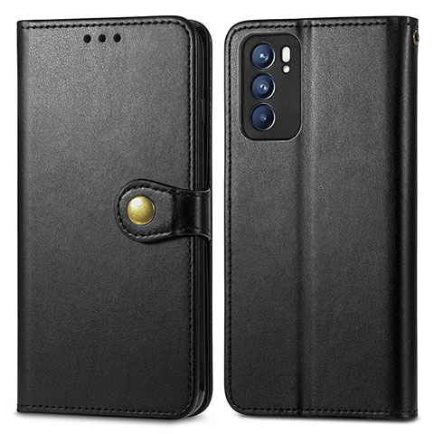 Funda de Cuero Cartera con Soporte Carcasa S05D para Oppo Reno6 5G Negro