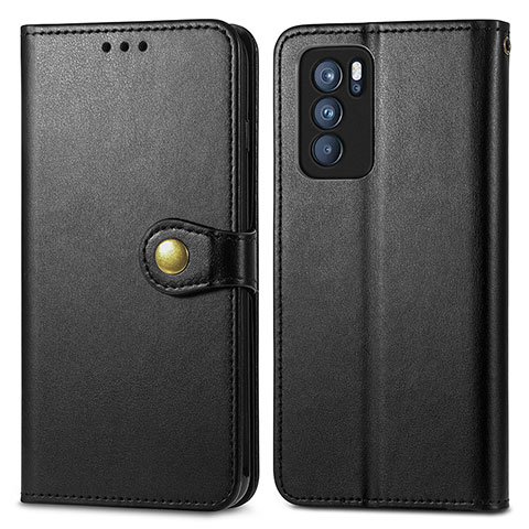 Funda de Cuero Cartera con Soporte Carcasa S05D para Oppo Reno6 Pro 5G India Negro