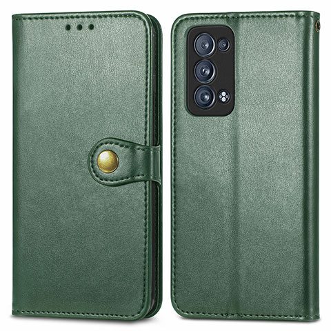 Funda de Cuero Cartera con Soporte Carcasa S05D para Oppo Reno6 Pro 5G Verde