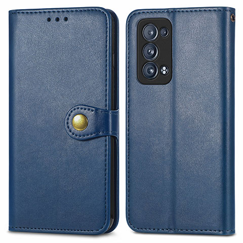 Funda de Cuero Cartera con Soporte Carcasa S05D para Oppo Reno6 Pro+ Plus 5G Azul