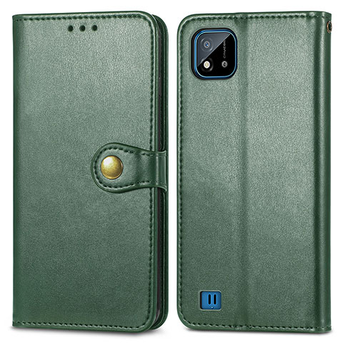 Funda de Cuero Cartera con Soporte Carcasa S05D para Realme C11 (2021) Verde